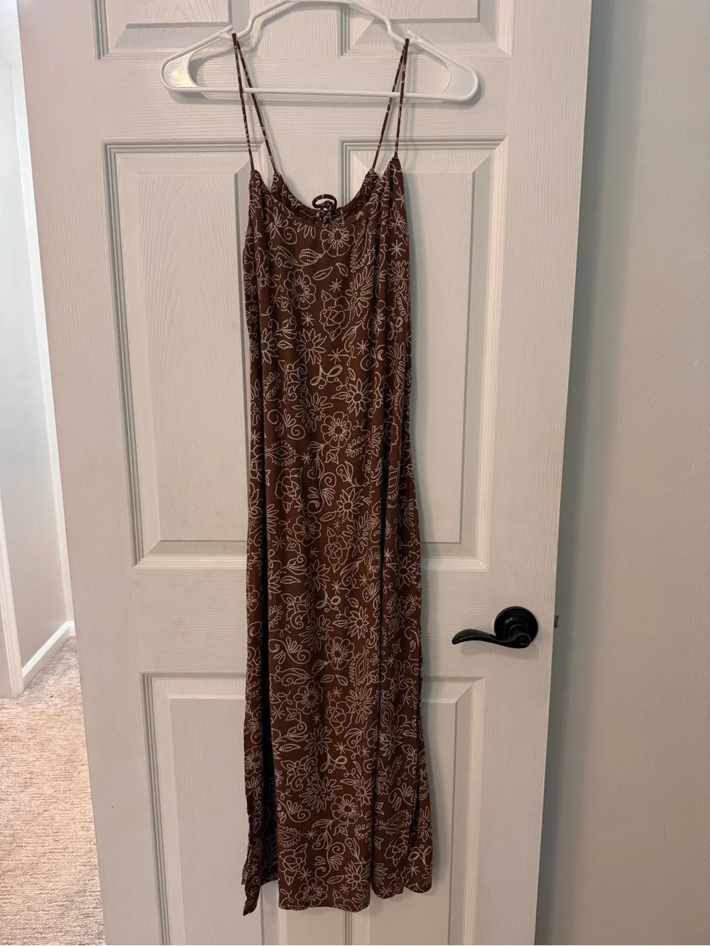 Brown Floral Slip Midi Dress - Women